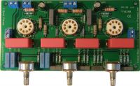 3 Band Preamplifier - Double Bass, Bass, Treble, tubes on the parts side. Dimensions are 162mm x 84mm x 25mm high / 6.4" x 3.3" x 1" high (without tubes) TES